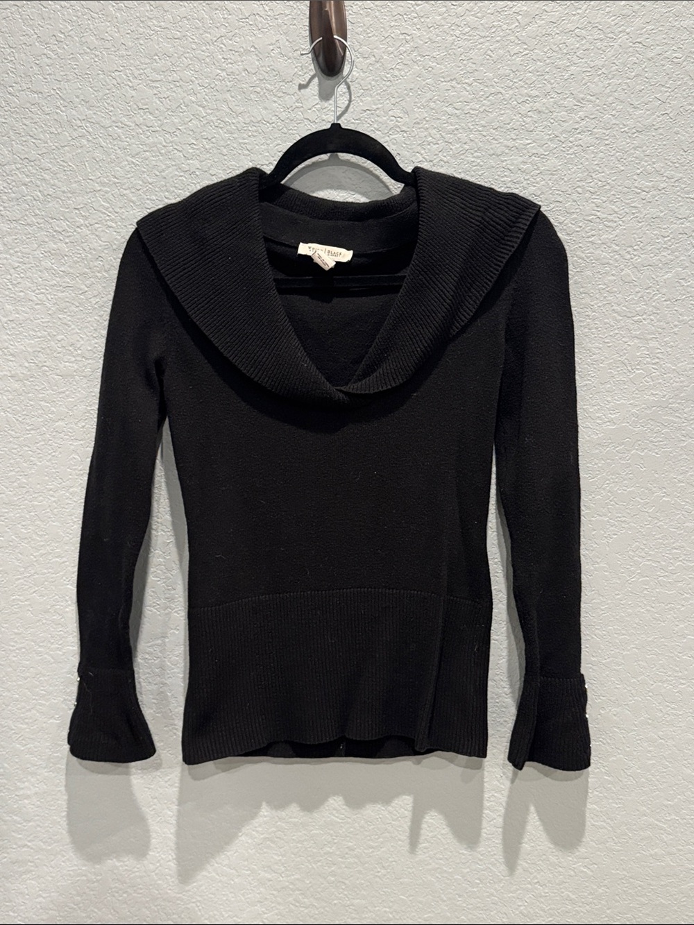White House Black Market Black Cowl-Neck Knit Sweater